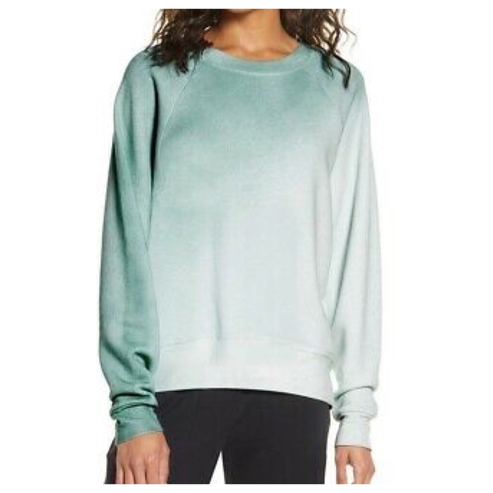 Zella Jamie Space Dye Crew Neck Long Sleeve Sweatshirt Teal Morn Women’s S